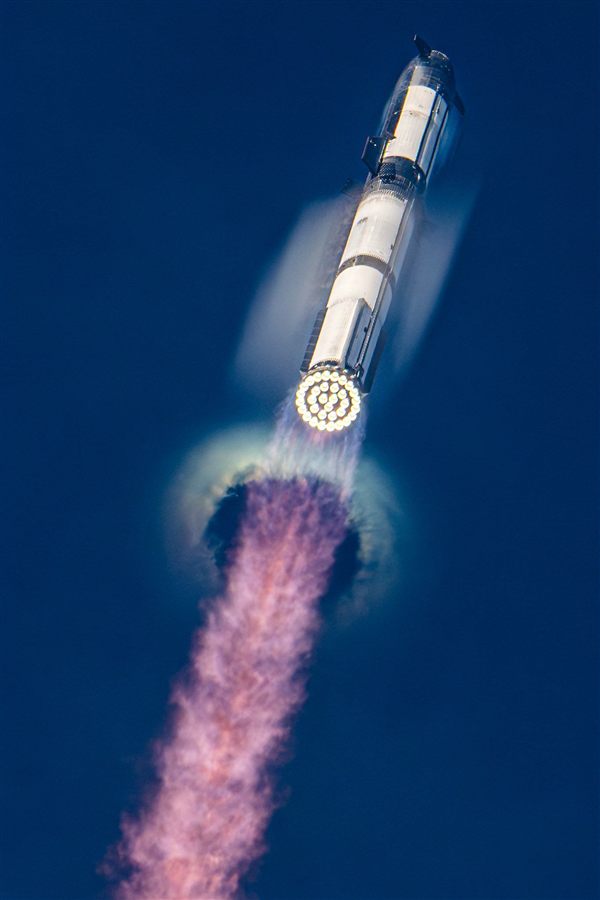Unmanned freighter rocket ascending on a cargo run